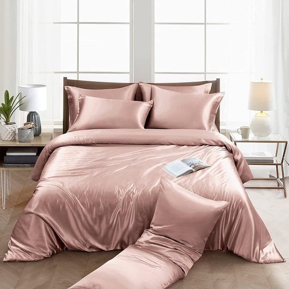 6 Pieces Satin Duvet Cover King Size Luxury Silky Bedding  New  6 Pieces Satin Duvet Cover King Size Luxury Silky Bedding Duvet C…